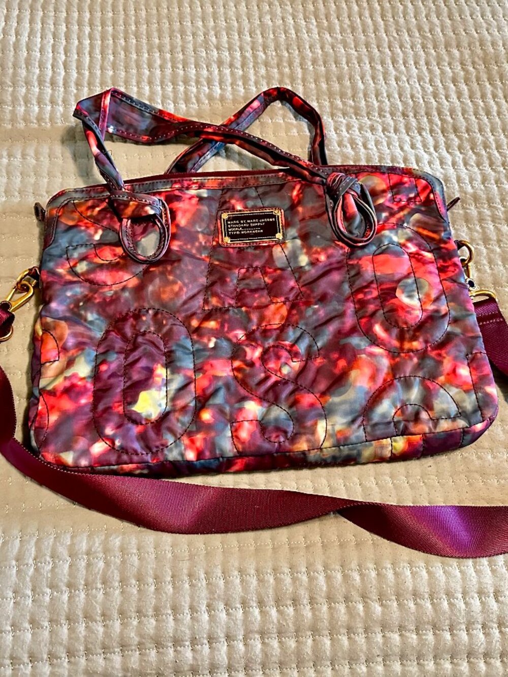 Marc by Marc Jacobs quilted nylon laptop/shoulder bag